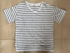 OZOC ボーダー柄 半袖VネックTシャツ 38 Mのサムネイル