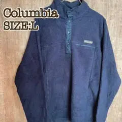 Columbia コロンビア　スナップフリース　ネイビー　ワンポイントロゴ L