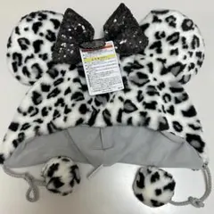 新品　ホワイト　ヒョウ柄　ミニー　ファンキャップ　白　ディズニー　黒　タグ付き