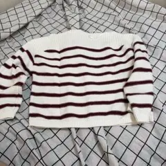 H&M DIVIDED ボーダー ニット セーター 長袖　オフショル