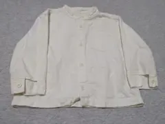 アイボリー 長袖 ボタン付きシャツ　無印良品