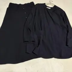 希少【 ｔｒｅｖｉ 】✦ トレビ 上下 セットアップ 黒 スカート ノーカラー