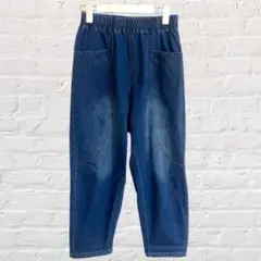 デニムパンツ ストレート ウエストゴム ウォッシュド加工 カジュアル アウトドア