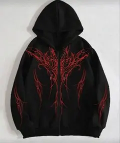 【海外品】ブラックグラフィックパーカー　y2k 韓国　ストリート