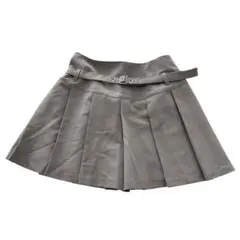 Heather ヘザー ベルト付きプリーツミニスカート　グレー　Sサイズ