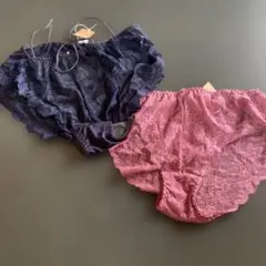 フリル付きレースショーツ 2色セット 4L