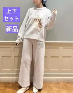 【新品】ジェラートピケ　シーズージャガードプルオーバー＆ロングパンツセットブルー