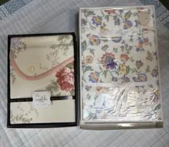 【美品セット】綿毛布 140×200 ＆ ブランケット 花柄 日本製 ハリカ