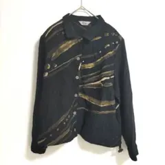 〈Femme〉長袖シャツ 黒 ちりめん生地 肩パッド ドロスト 日本製 11