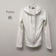 PUMA プーマ ジップアップパーカー M ホワイト レディース ロゴ刺繍のサムネイル