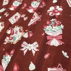 布　生地　赤　いちご　柄　ロリータ