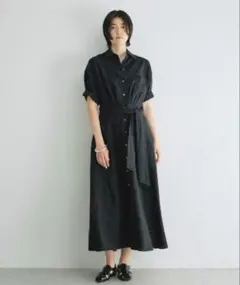 美品LE PHILブロード半袖シャツ ロングワンピース ネイビー紺 - メルカリ