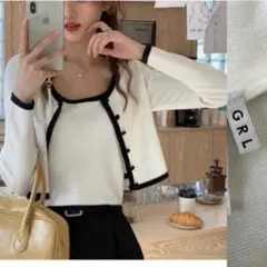 GRL グレイル 配色カーディガンXキャミソールニットアンサンブル[at1707