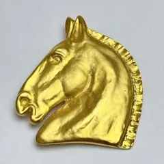 エルメス　ヴィンテージ　ホースヘッド　ラージ　ブローチ　ゴールドのサムネイル