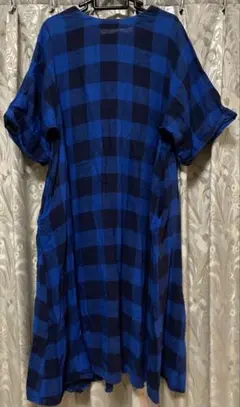 チャイハネ☆コットンチェックワンピ ブルー