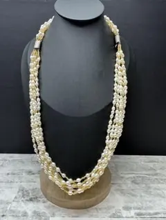 ホワイトパールとゴールドビーズのネックレス