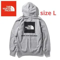 美品 ノースフェイス メンズL スウェットパーカー バックスクエアロゴフーディ