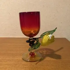 ガラス工芸花装飾ワイングラス 昭和 레트로 ポップ 手吹きガラス 置物 インテリア