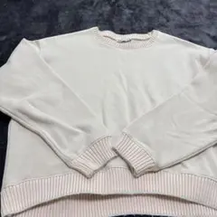 ZARA クルーネック スウェット 長袖 アイボリー Mサイズ