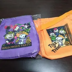 スヌーピーオリジナルハロウィンバッグ　パープル・オレンジ　アサヒ飲料ノベルティ