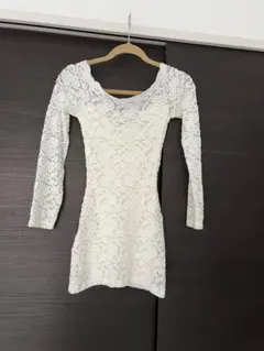 追加写真のせました韓国購入ミニホワイト レース タイトドレス 長袖