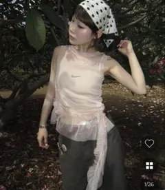 nugu haku ウエストエプロンチュールノースリーブトップス ライトピンク