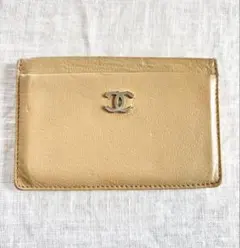 シャネル　カードケース　名刺入れ　ヴィンテージ　マスタード　イエロー　ベージュ