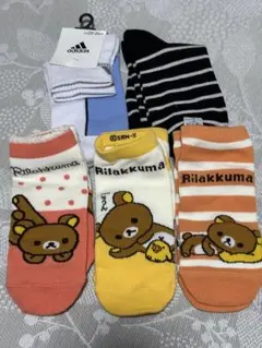 リラックマ 、adidasアディダス、他ソックス 5足セット 22-24cm