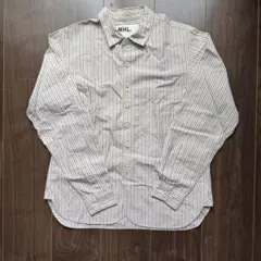 【美品】MHL. ストライプシャツ 長袖 ベージュ コットン S