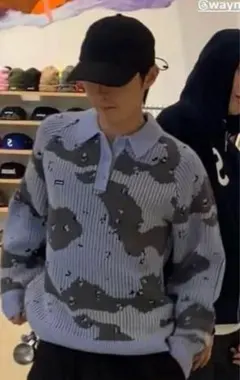 トップス Supreme Small Box Polo Sweater Blue Camo Supreme Small Box Polo Sweater blue camo