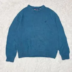 チャップス 刺繍ニット 長袖 ブルー カジュアル ゆったり シンプル a2561のサムネイル
