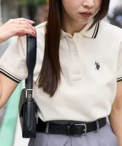 U.S. POLO ASSN. 別注 ライン入りワンポイント刺繍ポロシャツ