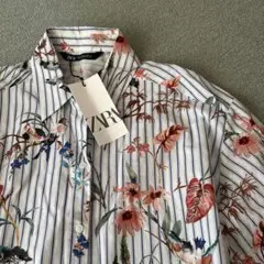 【お値下げ】新品未使用 ZARA ザラ 花 鳥 総柄 ブラウス シャツ
