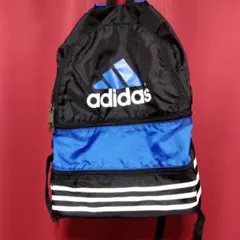 adidas 黒/青 ストライプリュックお値下しました！