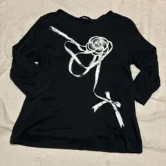 INGEBORG カメリアプリント七分丈Tシャツ11号インゲボルグ黒