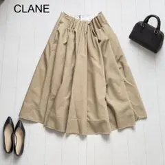 CLANE TUCK DETAIL FLARE SKIRT ベージュ　1