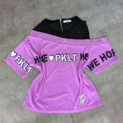 00s y2k 平成女児 ネオン ロゴＴシャツ ダンス ピンク 黒 平成ギャルのサムネイル