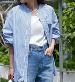 ストライプ バンドカラーシャツ　チャオパニックティピー