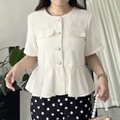 (タグ付き) prose verse サマー ツイード 半袖 ペプラムジャケット