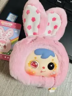 ウサギ耳付きピンク耳あて