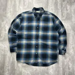 ホブスクリーク オンブレチェックシャツ ネルシャツ ブルー L 6106