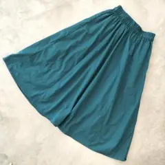 earth music & ecology フレアスカート F グリーン 無地