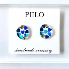 【No.268】推し活ピアス　　ブルー　　ハート　クリア