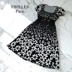 ✽FIFILLES PARIS フレアワンピース【S相当】花柄 総柄 D198