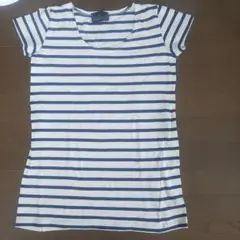 le minor 白/紺 ストライプ 半袖Tシャツ