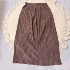 【美品】ロング スカート 秋 マキシ丈 ブラウン 細見え 大人きれい