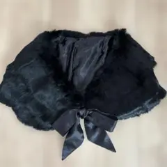 MIMIMUM MIMIMUM黒ファーリボン付きショール
