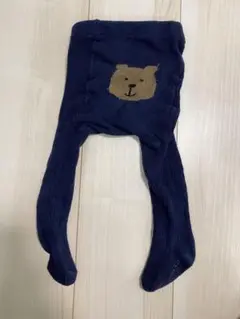 ネイビー ベビータイツ クマ刺繍 12〜24m