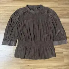 KarL Park Laneカールパークレーン ブラウン五分袖　ブラウス　シャツ