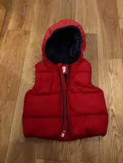 GAP赤色フード付きダウンベスト 100cm